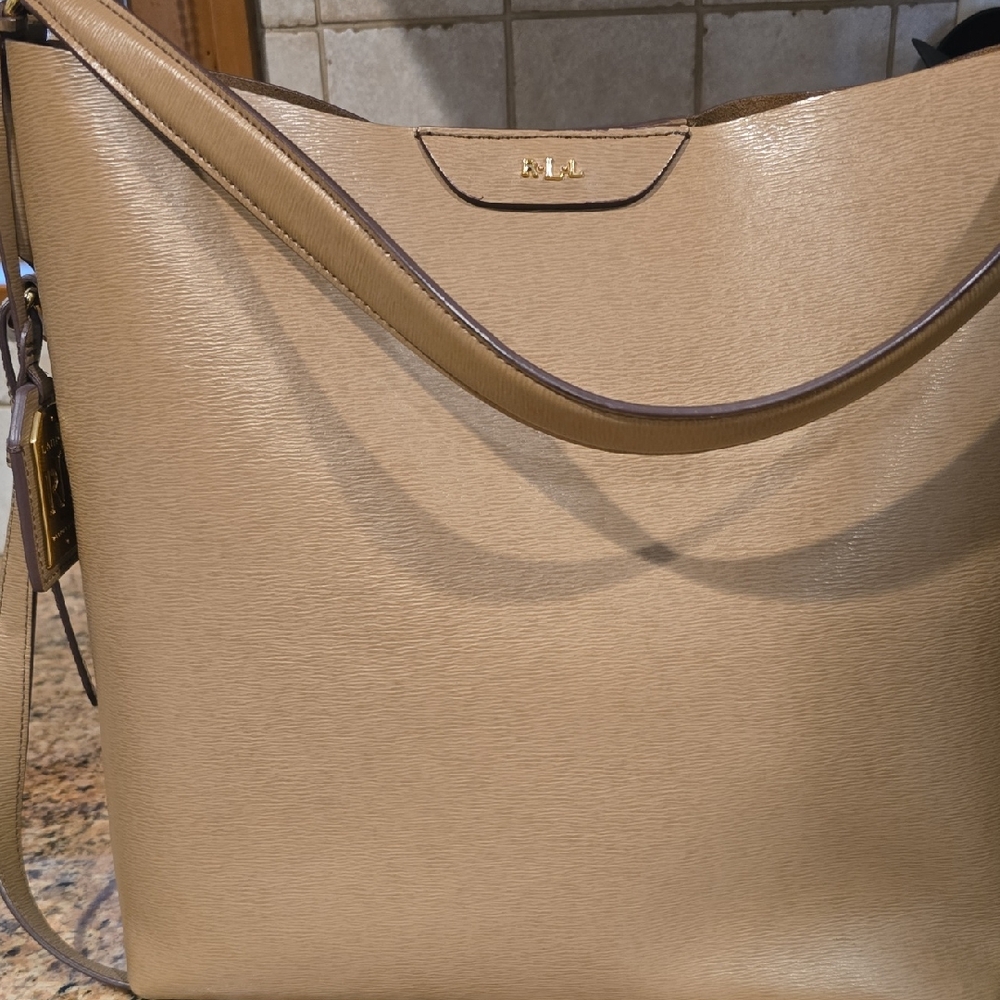 Ralph Lauren Beige Leather Shoulder Bag
